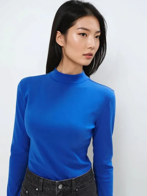 T-shirts, Tops|Blusen, Hemden>MOHITO Bluse mit Stehkragen Blau