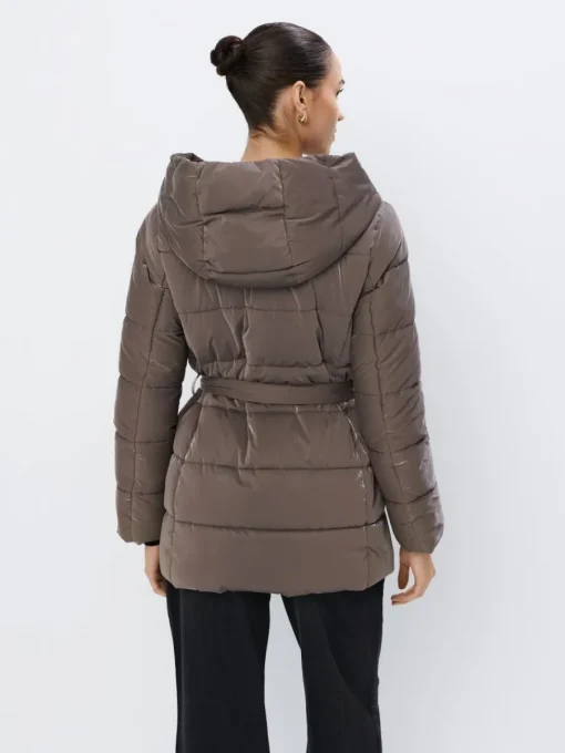 Jacken, Mäntel>MOHITO Braune Steppjacke mit Kapuze und Taillengürtel Dunkelbraun