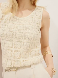 Leinen|T-shirts, Tops>MOHITO Broderie anglaise cami top Creme
