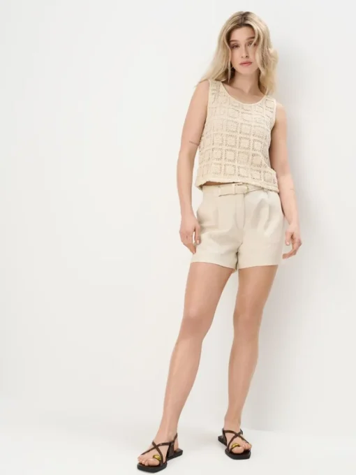 Leinen|T-shirts, Tops>MOHITO Broderie anglaise cami top Creme