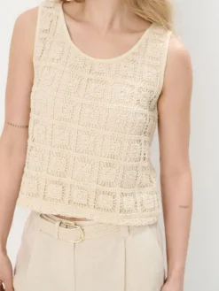 Leinen|T-shirts, Tops></noscript>MOHITO Broderie anglaise cami top Creme