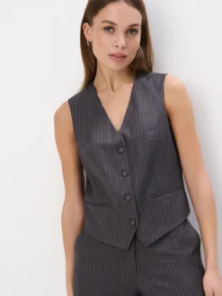 Anzüge|Blazer>MOHITO Elegante Weste mit Streifen Grau