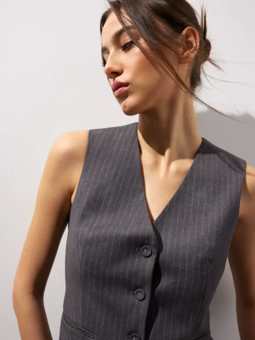Anzüge|Blazer>MOHITO Elegante Weste mit Streifen Grau