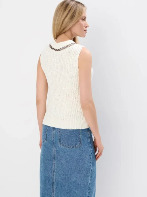 Pullover>MOHITO Elegantes Stricktop mit Kette Creme
