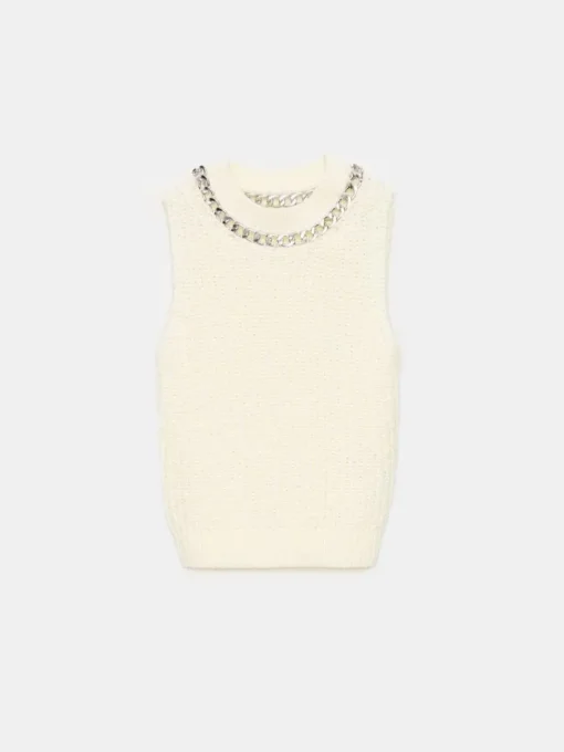 Pullover>MOHITO Elegantes Stricktop mit Kette Creme
