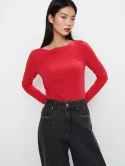Blusen, Hemden>MOHITO Figurbetonte Bluse Rot