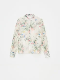 Blusen, Hemden></noscript>MOHITO Geblümte Hemdbluse Nude