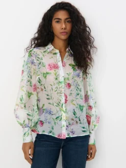 Blusen, Hemden>MOHITO Geblümte Hemdbluse Weiu00df