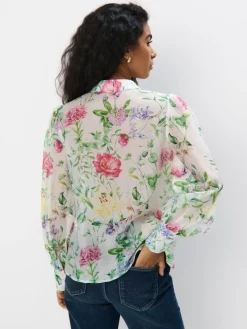 Blusen, Hemden></noscript>MOHITO Geblümte Hemdbluse Weiu00df