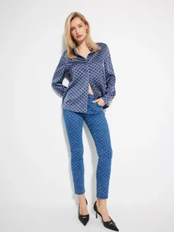Blusen, Hemden>MOHITO Gemusterte Hemdbluse Navy