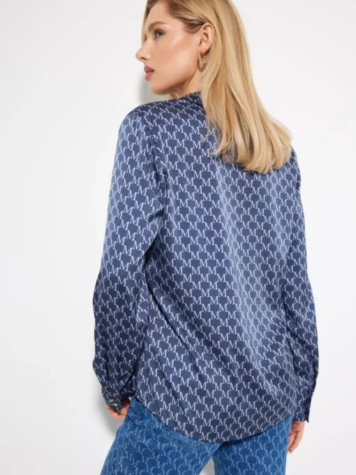 Blusen, Hemden>MOHITO Gemusterte Hemdbluse Navy