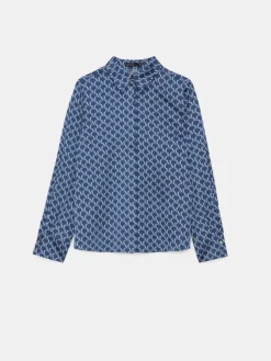 Blusen, Hemden></noscript>MOHITO Gemusterte Hemdbluse Navy