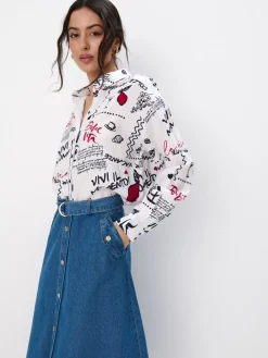 Blusen, Hemden>MOHITO Gemusterte Hemdbluse Rot