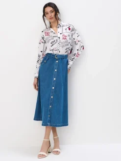 Blusen, Hemden>MOHITO Gemusterte Hemdbluse Rot