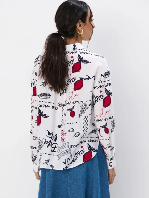 Blusen, Hemden>MOHITO Gemusterte Hemdbluse Rot