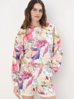 Sweatshirts|Sets>MOHITO Gemusterte Kapuzenjacke Pink