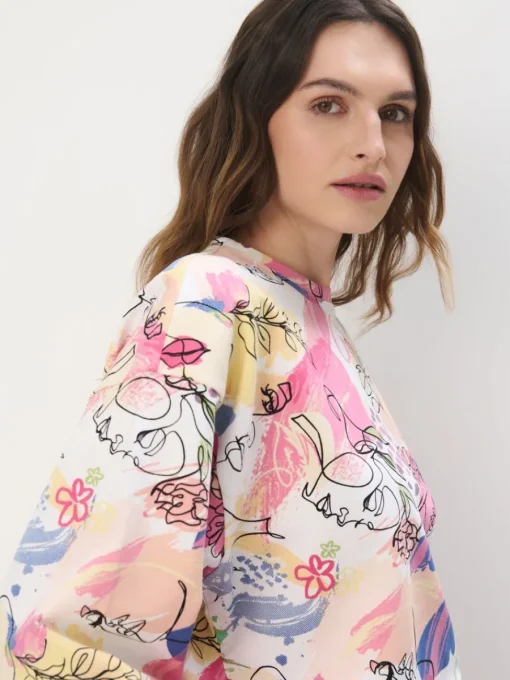 Sweatshirts|Sets>MOHITO Gemusterte Kapuzenjacke Pink