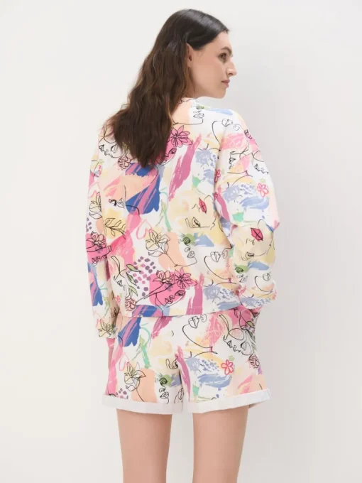 Sweatshirts|Sets>MOHITO Gemusterte Kapuzenjacke Pink