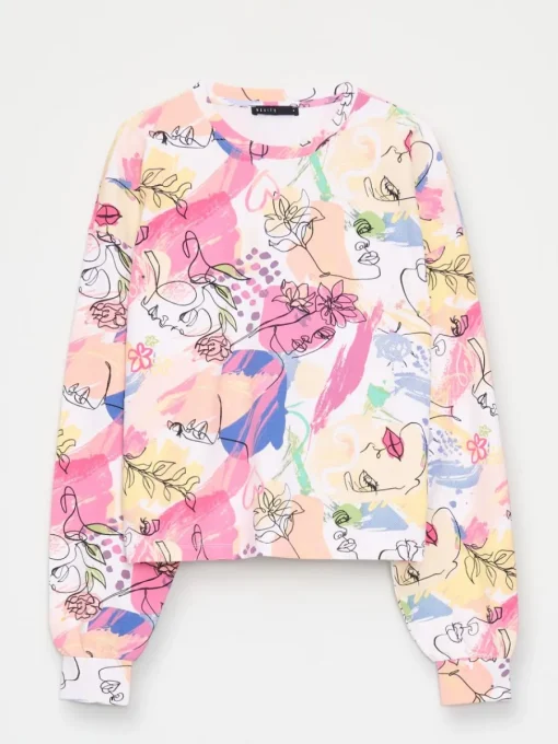 Sweatshirts|Sets>MOHITO Gemusterte Kapuzenjacke Pink