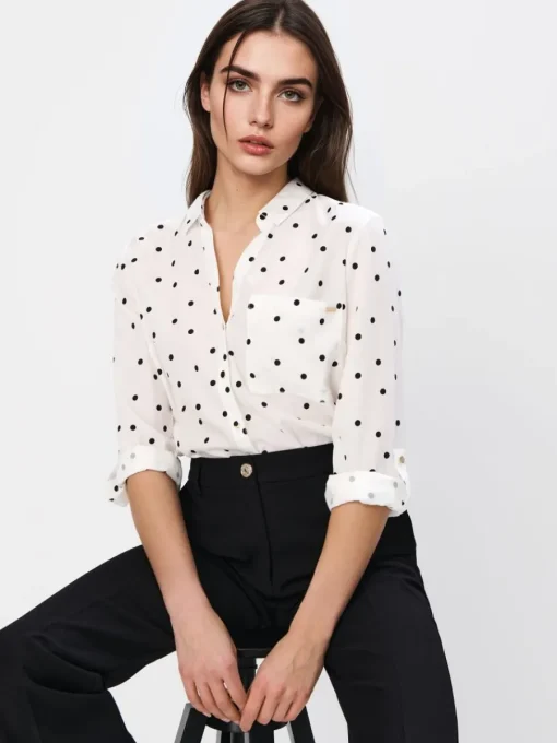 Blusen, Hemden>MOHITO Gepunktete Hemdbluse Weiu00df