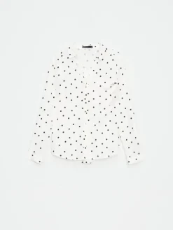 Blusen, Hemden></noscript>MOHITO Gepunktete Hemdbluse Weiu00df