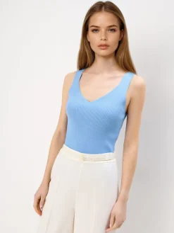 T-shirts, Tops>MOHITO Geripptes Top Hellblau