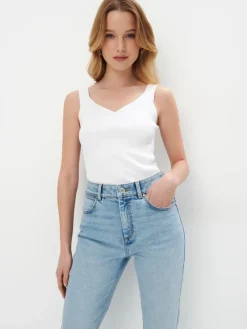 T-shirts, Tops>MOHITO Geripptes Top Creme