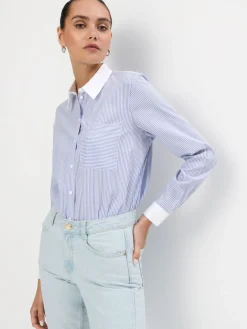 Blusen, Hemden>MOHITO Gestreifte Hemdbluse Blau
