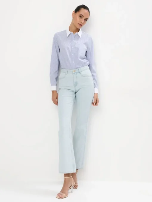 Blusen, Hemden>MOHITO Gestreifte Hemdbluse Blau