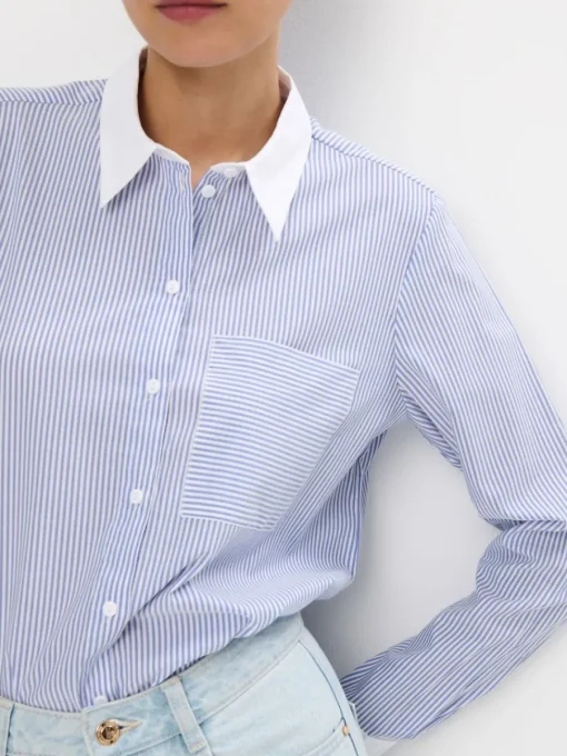 Blusen, Hemden>MOHITO Gestreifte Hemdbluse Blau