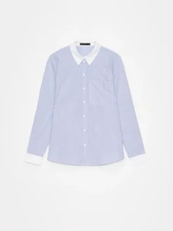 Blusen, Hemden></noscript>MOHITO Gestreifte Hemdbluse Blau