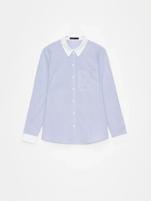 Blusen, Hemden>MOHITO Gestreifte Hemdbluse Blau