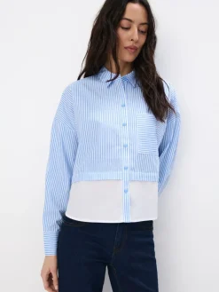 Blusen, Hemden>MOHITO Gestreifte Hemdbluse mit hohem Baumwollanteil Blau