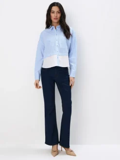 Blusen, Hemden>MOHITO Gestreifte Hemdbluse mit hohem Baumwollanteil Blau
