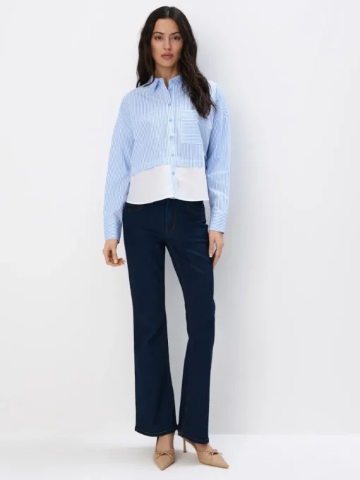 Blusen, Hemden>MOHITO Gestreifte Hemdbluse mit hohem Baumwollanteil Blau