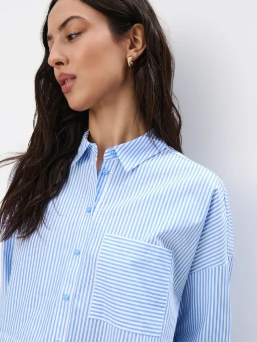 Blusen, Hemden>MOHITO Gestreifte Hemdbluse mit hohem Baumwollanteil Blau