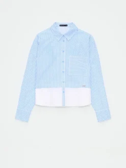 Blusen, Hemden></noscript>MOHITO Gestreifte Hemdbluse mit hohem Baumwollanteil Blau