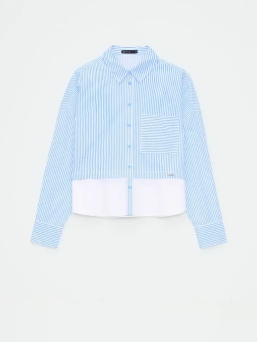 Blusen, Hemden>MOHITO Gestreifte Hemdbluse mit hohem Baumwollanteil Blau