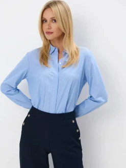 Blusen, Hemden>MOHITO Gestreifte Hemdbluse mit hohem Baumwollanteil Hellblau