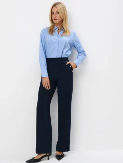 Blusen, Hemden>MOHITO Gestreifte Hemdbluse mit hohem Baumwollanteil Hellblau
