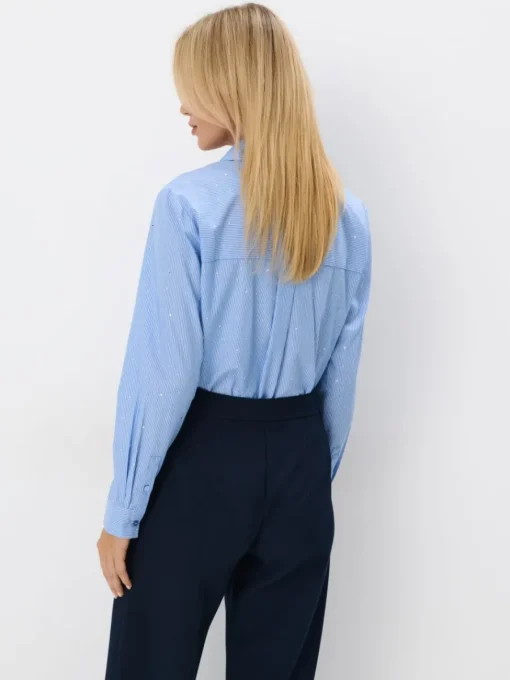 Blusen, Hemden>MOHITO Gestreifte Hemdbluse mit hohem Baumwollanteil Hellblau