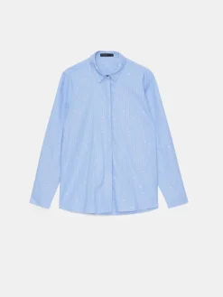 Blusen, Hemden></noscript>MOHITO Gestreifte Hemdbluse mit hohem Baumwollanteil Hellblau