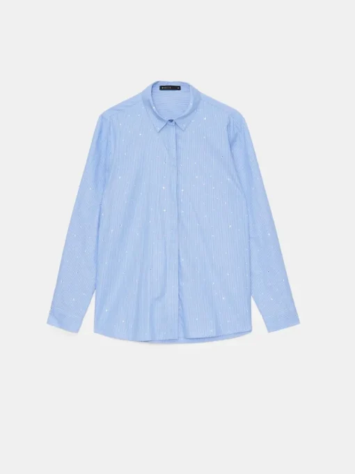 Blusen, Hemden>MOHITO Gestreifte Hemdbluse mit hohem Baumwollanteil Hellblau