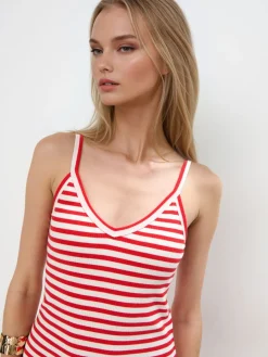 Frühlingskleider|Kleider, Overalls>MOHITO Gestreiftes Midikleid Rot