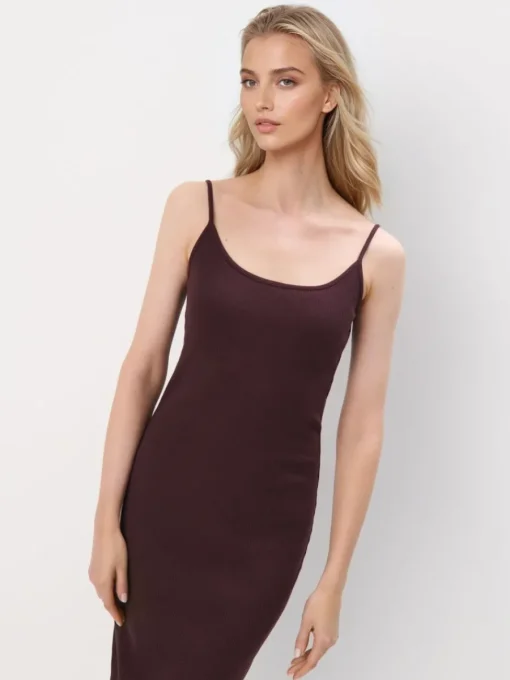 Frühlingskleider|Kleider, Overalls>MOHITO Gestreiftes Midikleid Dunkelrot