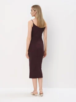 Frühlingskleider|Kleider, Overalls></noscript>MOHITO Gestreiftes Midikleid Dunkelrot