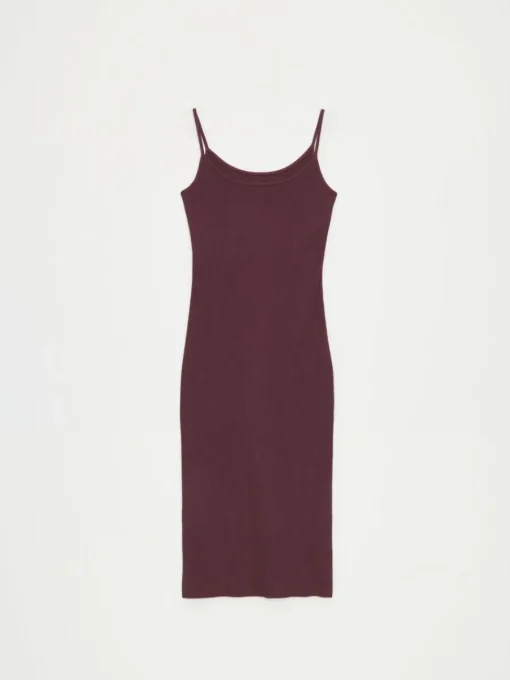 Frühlingskleider|Kleider, Overalls>MOHITO Gestreiftes Midikleid Dunkelrot