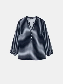 Blusen, Hemden></noscript>MOHITO Gestreiftes Oberteil mit hohem Viskoseanteil Navy
