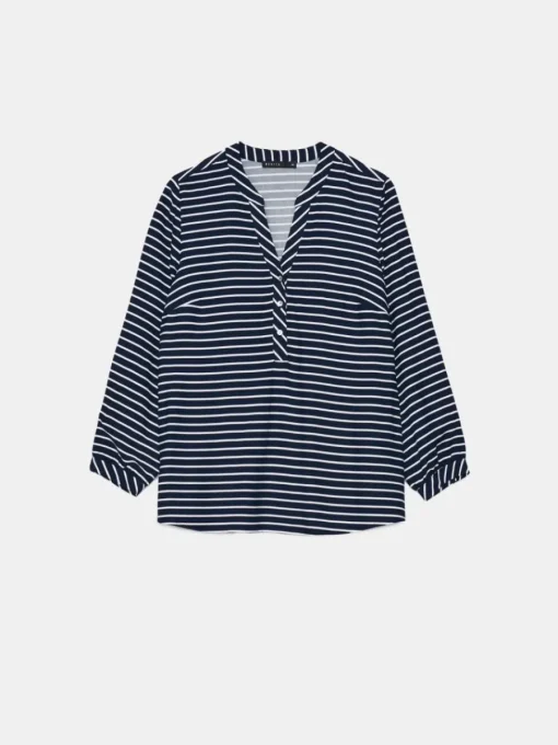 Blusen, Hemden>MOHITO Gestreiftes Oberteil mit hohem Viskoseanteil Navy