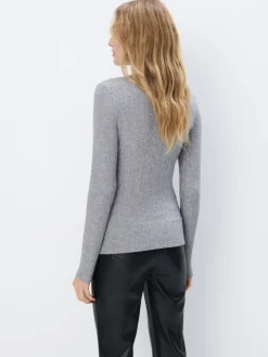 Blusen, Hemden></noscript>MOHITO Gestrickte Bluse Grau